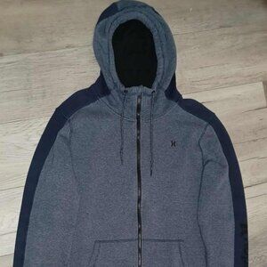 Men's Classic Hurley Large Hoodie with Drawstrings and Zipper Inside Fleece